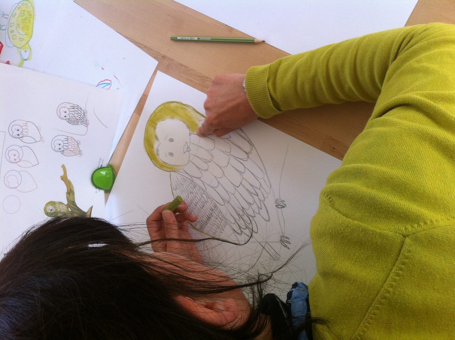 Dessin de la Chouette hulotte réalisé par Sophie, maman de deux enfants