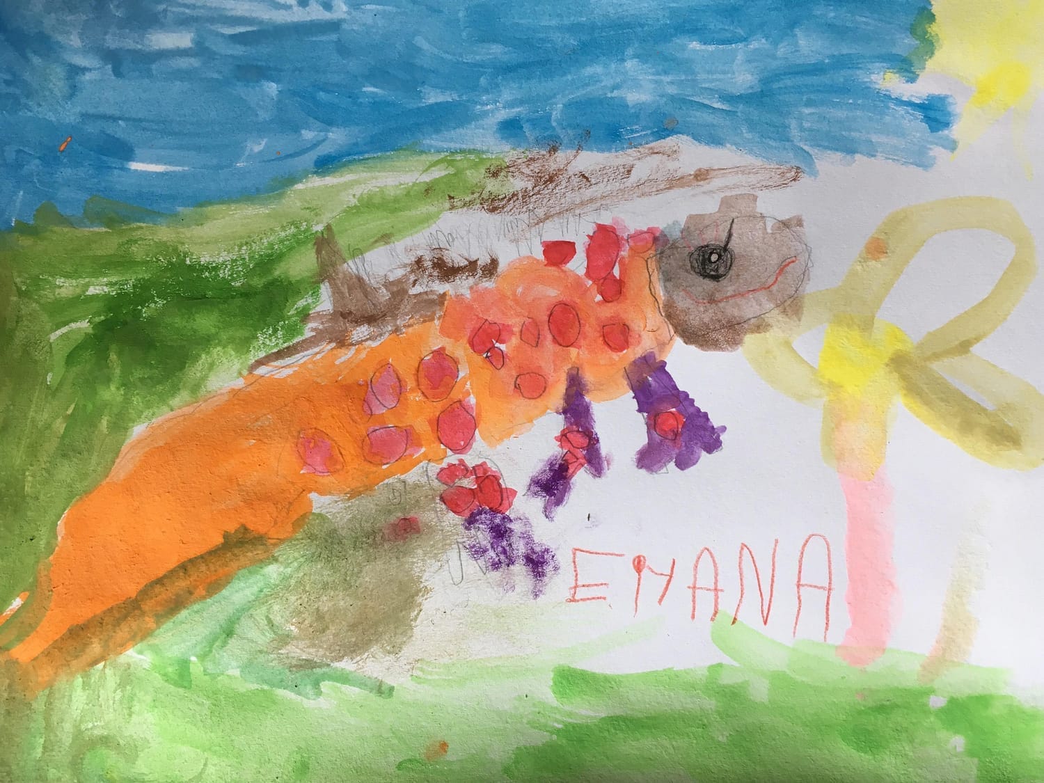 Dessin d'un triton réalisé par Eiyana lors d'un atelier créatif nature