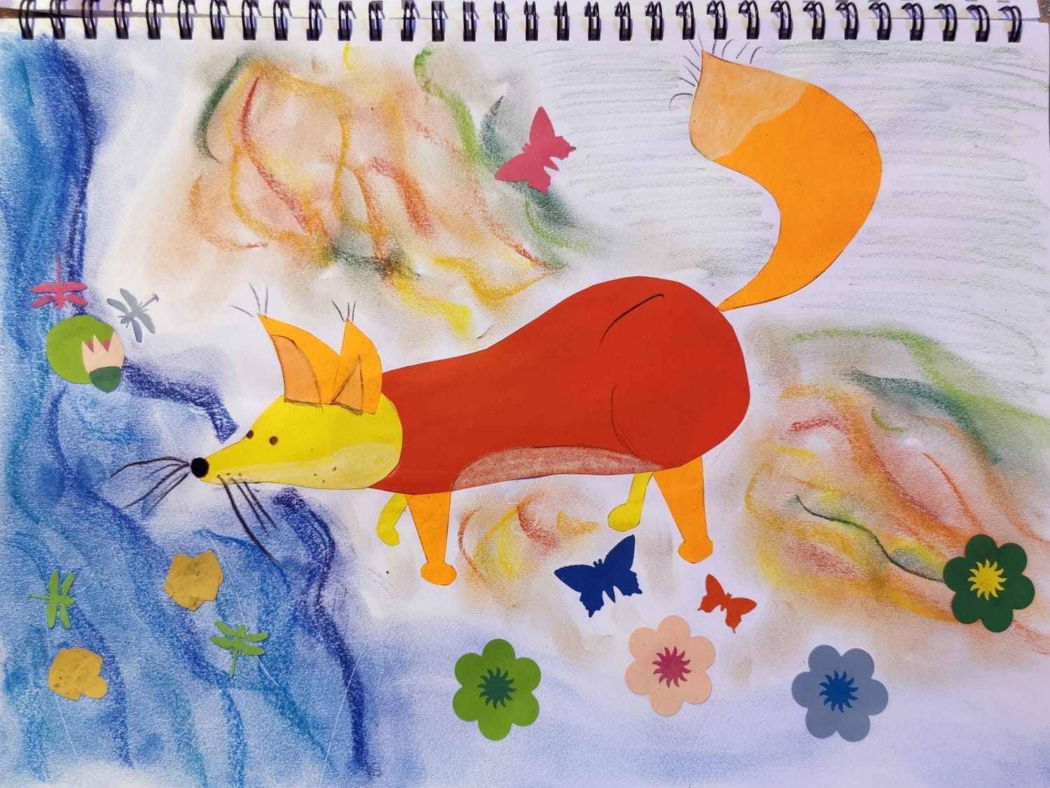 Atelier découpage sur le Renard roux réalisé par Patricia et Louis