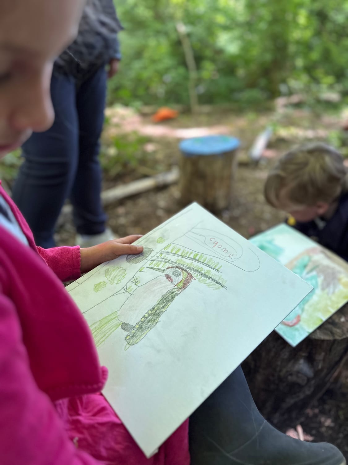 Le pic vert dessiné par Cyane sur sa toile