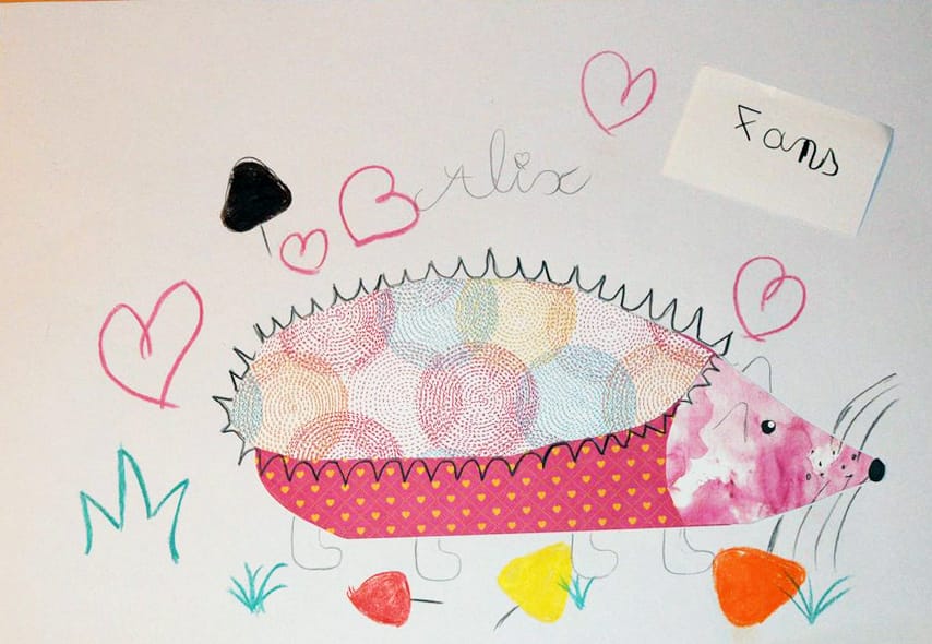 Hérisson en collage par Alix et Mylène