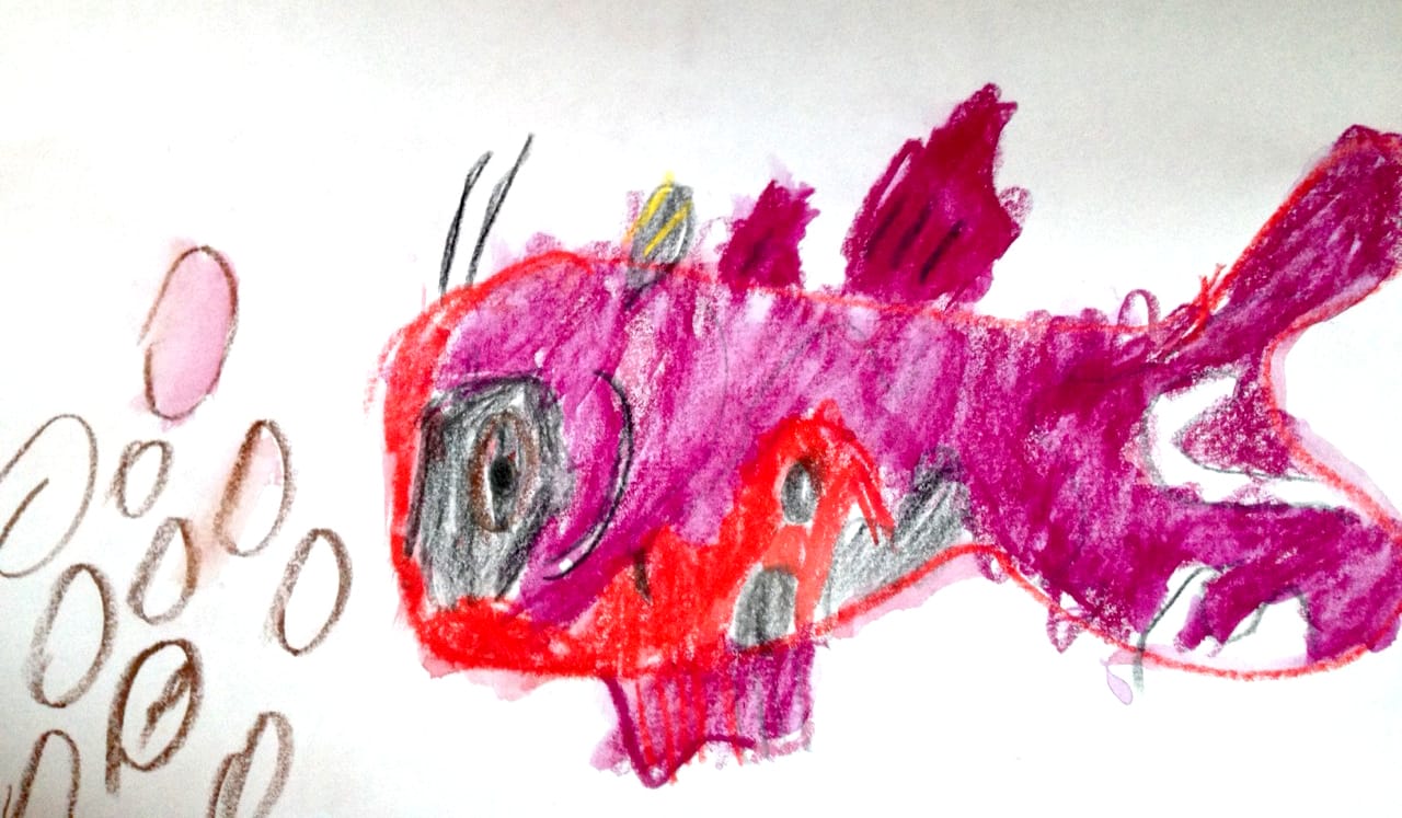 Dessin de poisson par Arsène 7 ans